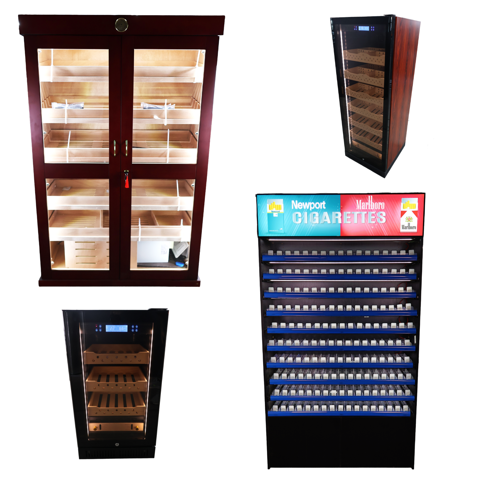 Retail display cabinet with curated merchandise