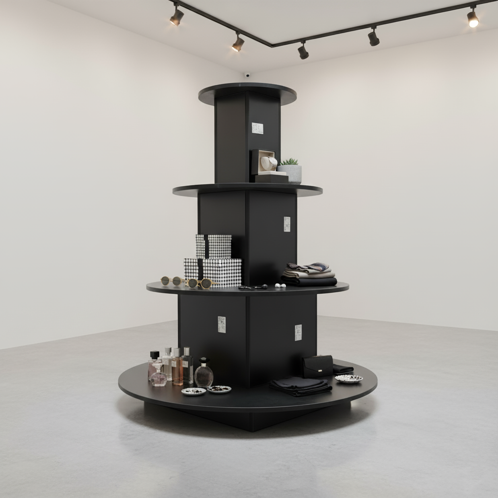 Circle Island Floor Display Black 4 layer Circle Island Floor Display Black 4 layer