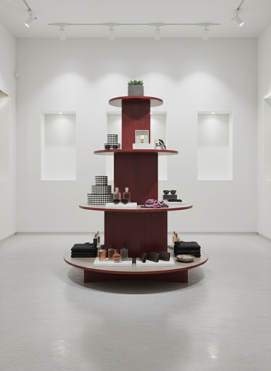 Circle Island Floor Display Cherry 4 layer Circle Island Floor Display Cherry 4 layer