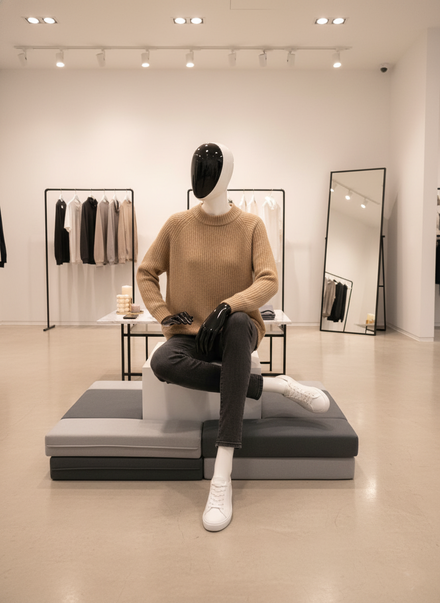 Women Glossy White Sitting Mannequien Women Glossy White Sitting Mannequien