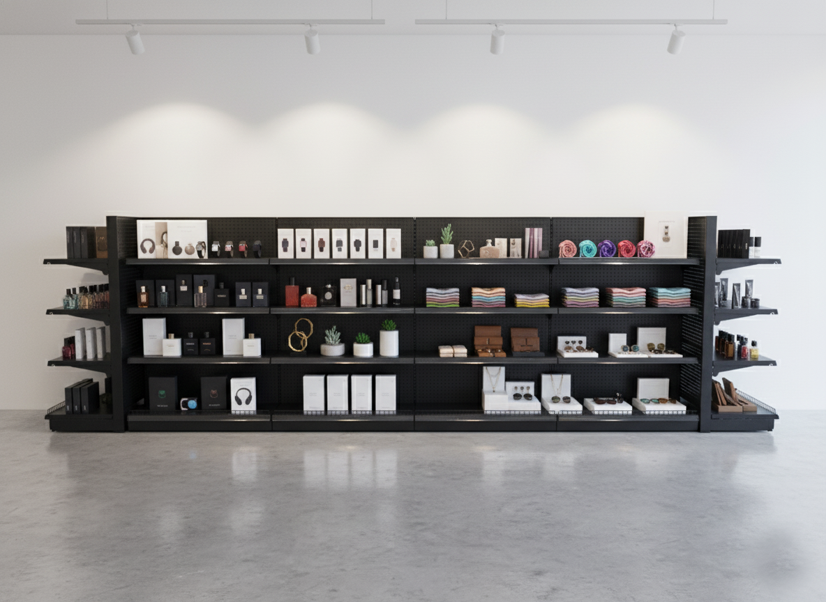 Metal Gondola 4 Side Set Black Metal Gondola 4 Side Set Black