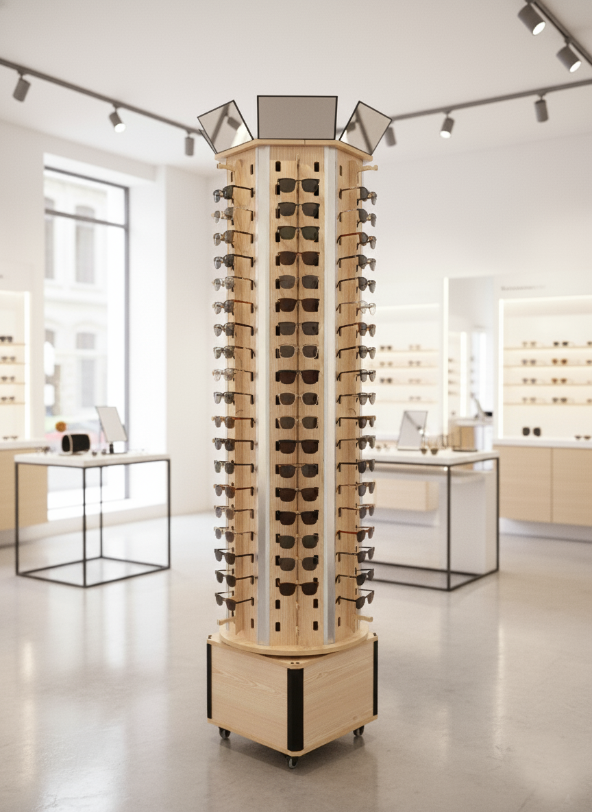 Eye-Glasses Display Maple Wood Tower Eye-Glasses Display Maple Wood Tower