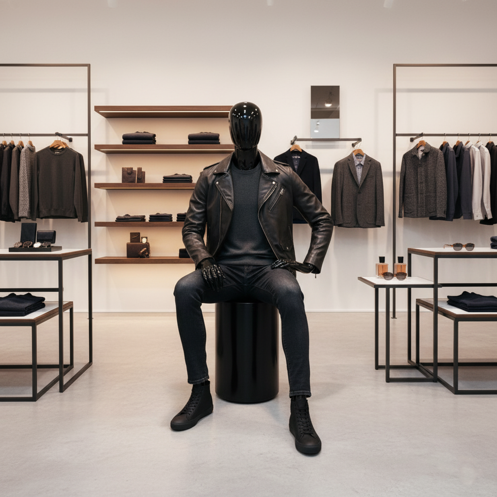 Men Glossy Black Sitting Mannequien Men Glossy Black Sitting Mannequien