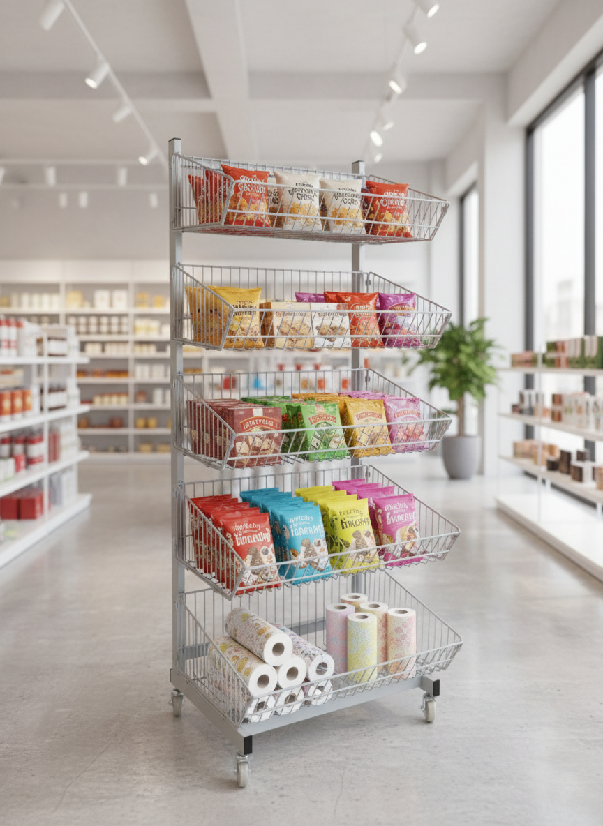 Metal Grocery Racks 5 layers 1 side Metal Grocery Racks 5 layers 1 side