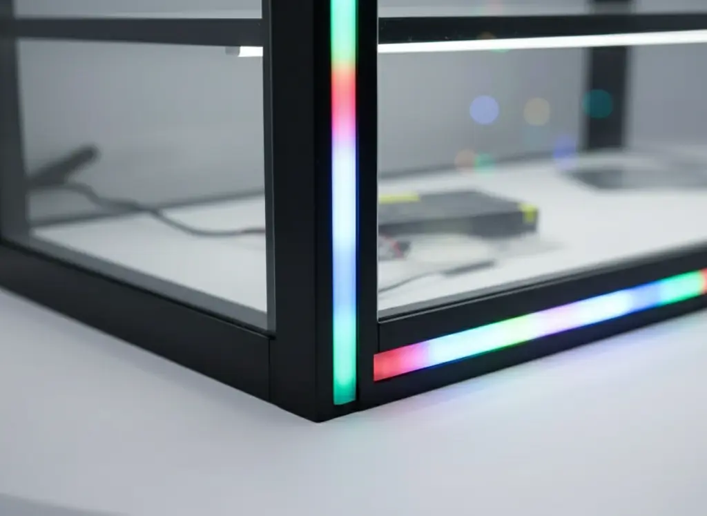 3ft_3ft Countertop Showcase with Neon Light Sync Musicdetail_closeup.webp