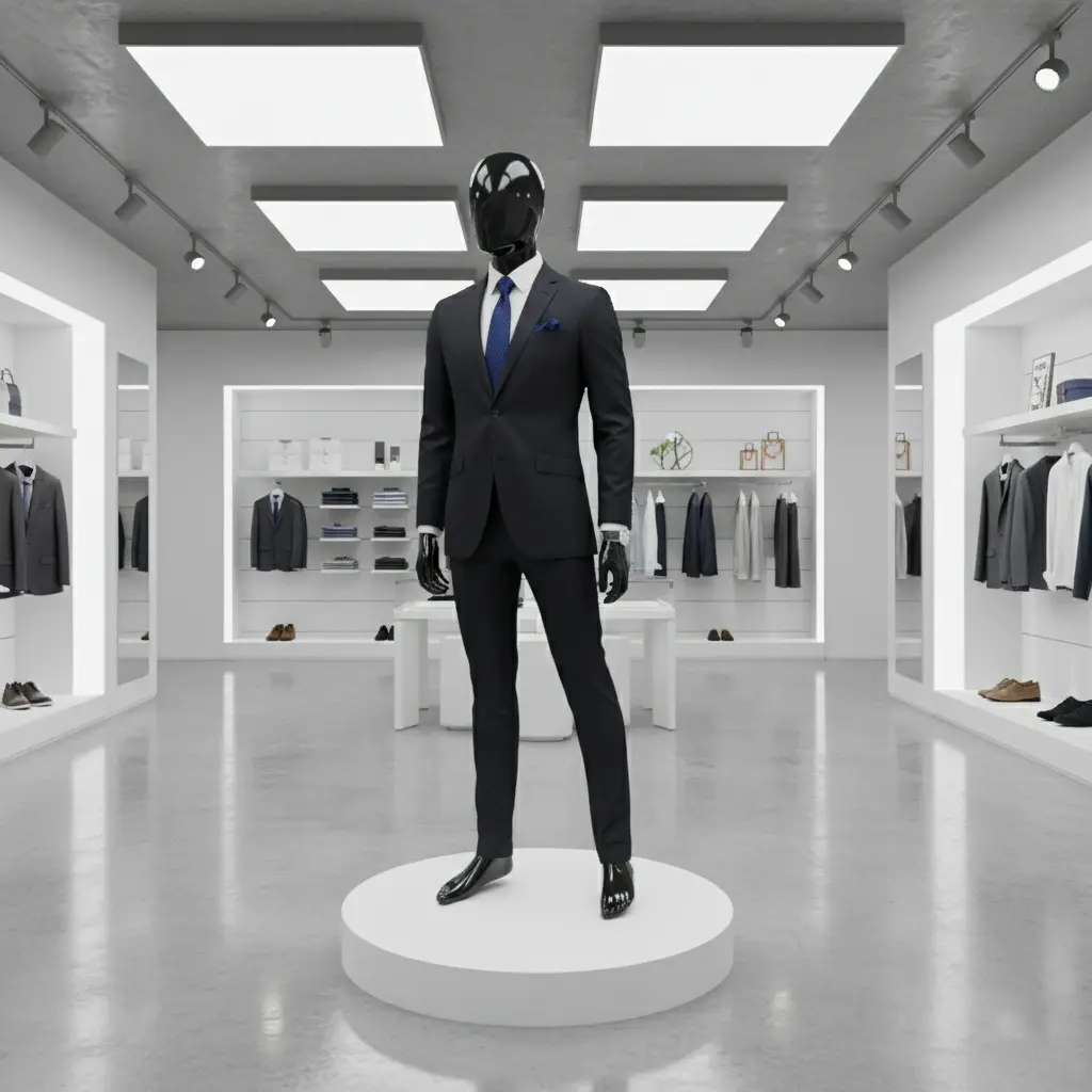 Men Glossy Black Standing Pose Mannequin.webp