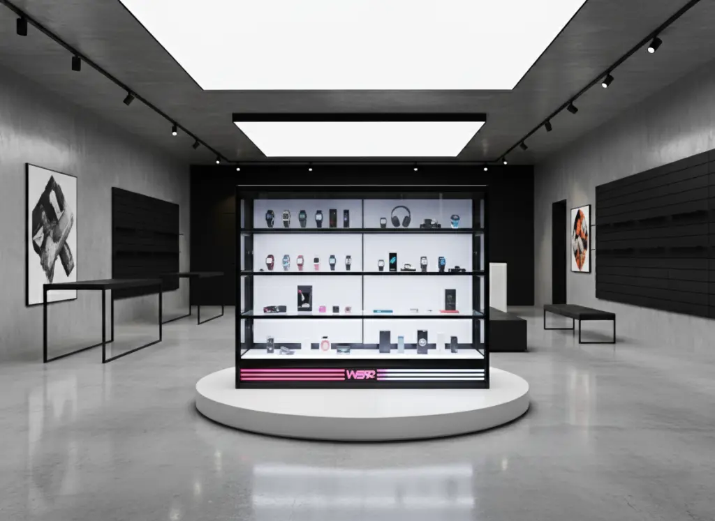 5ft showcase neon light in showroom.webp