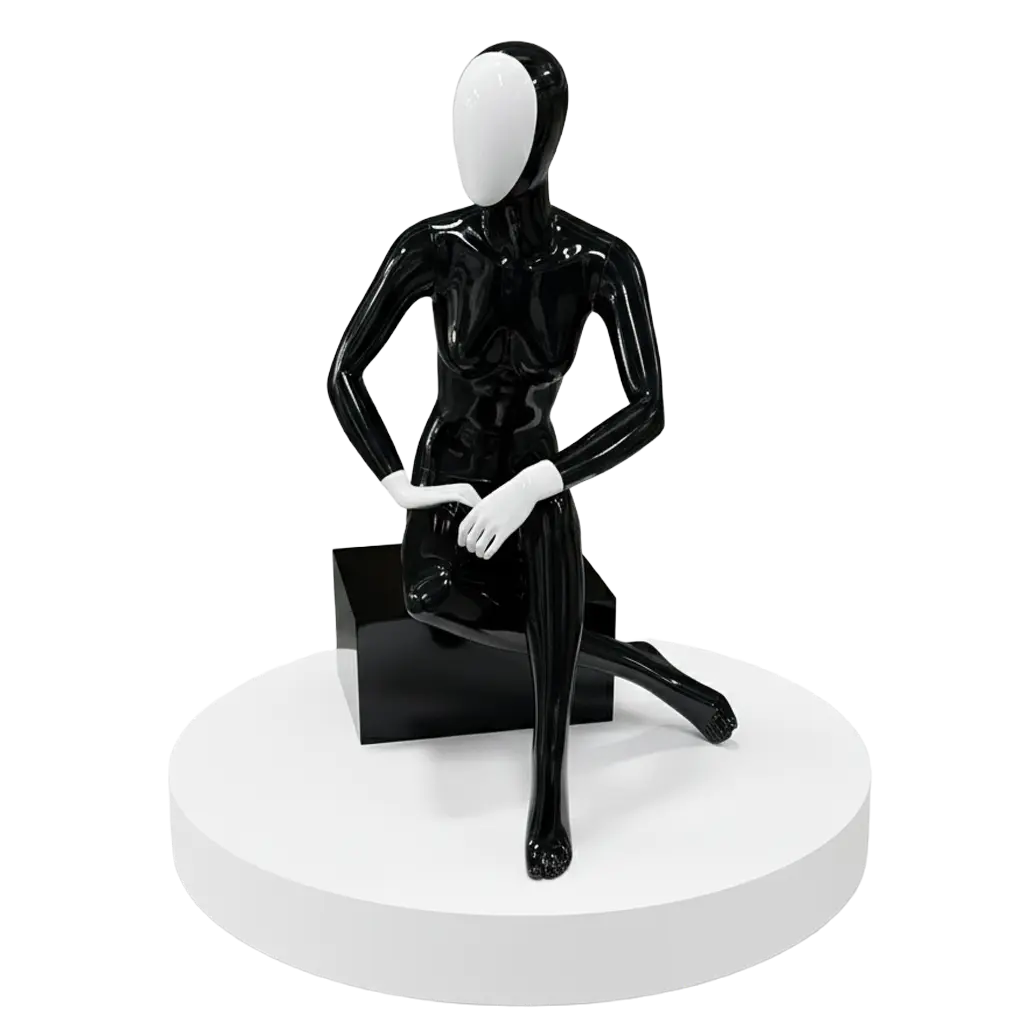 Women Glossy Black/White Sitting Pose Mannequin