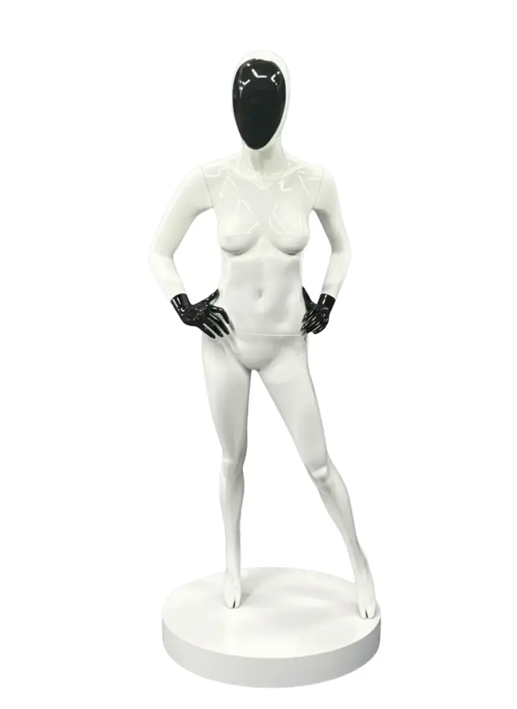 Women Glossy White/Black Modelling Pose Mannequin