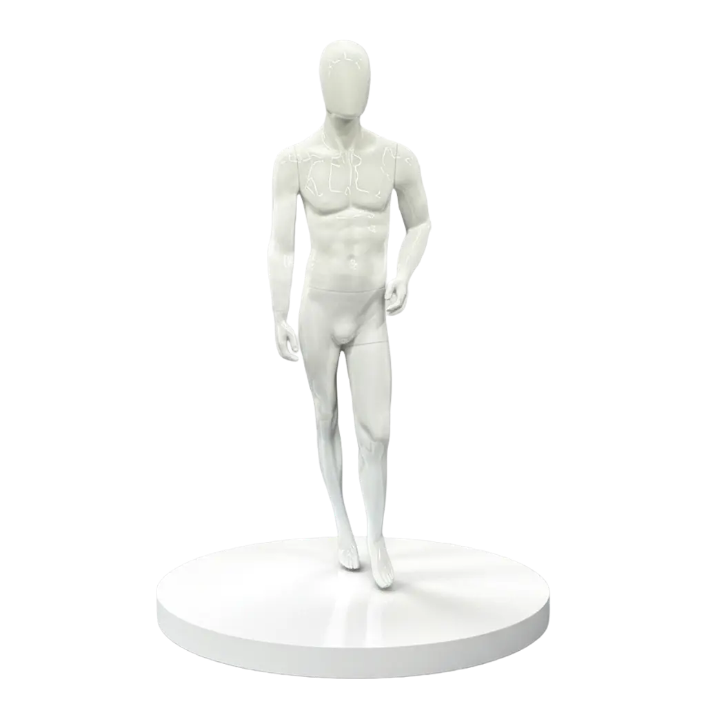 Men Glossy White Modelling Pose Mannequin