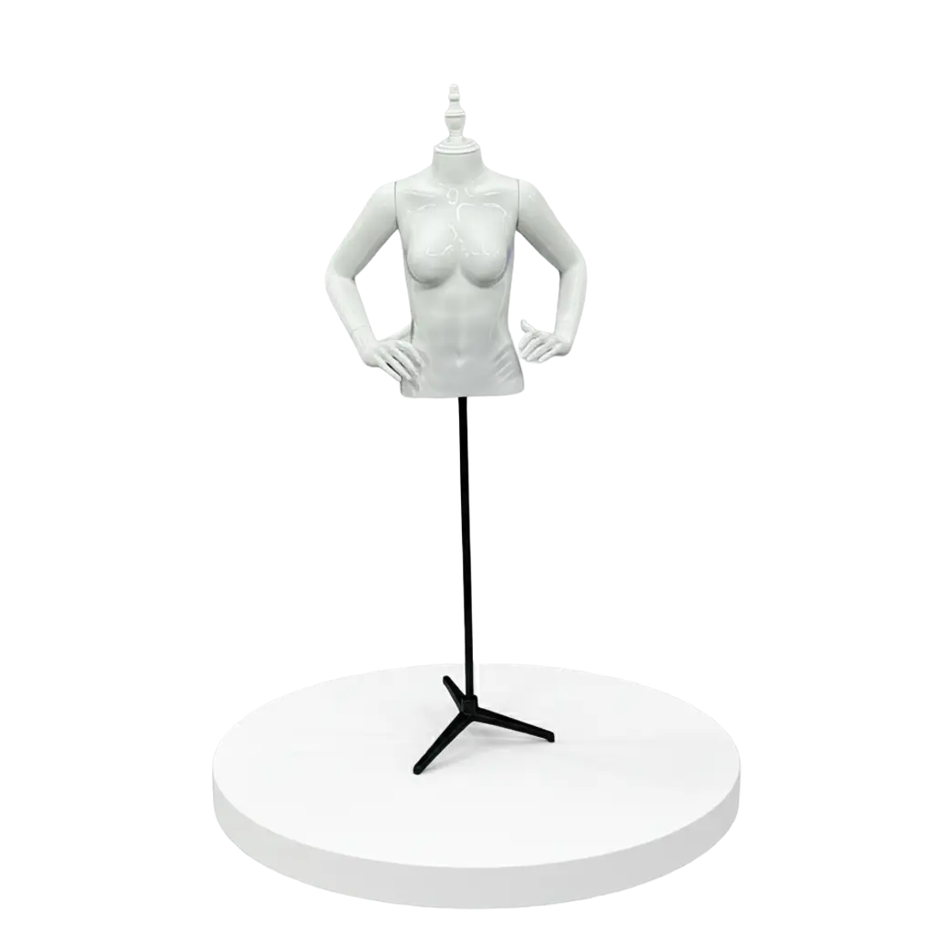 Women Torso Folded Hands Glossy White Mannequin