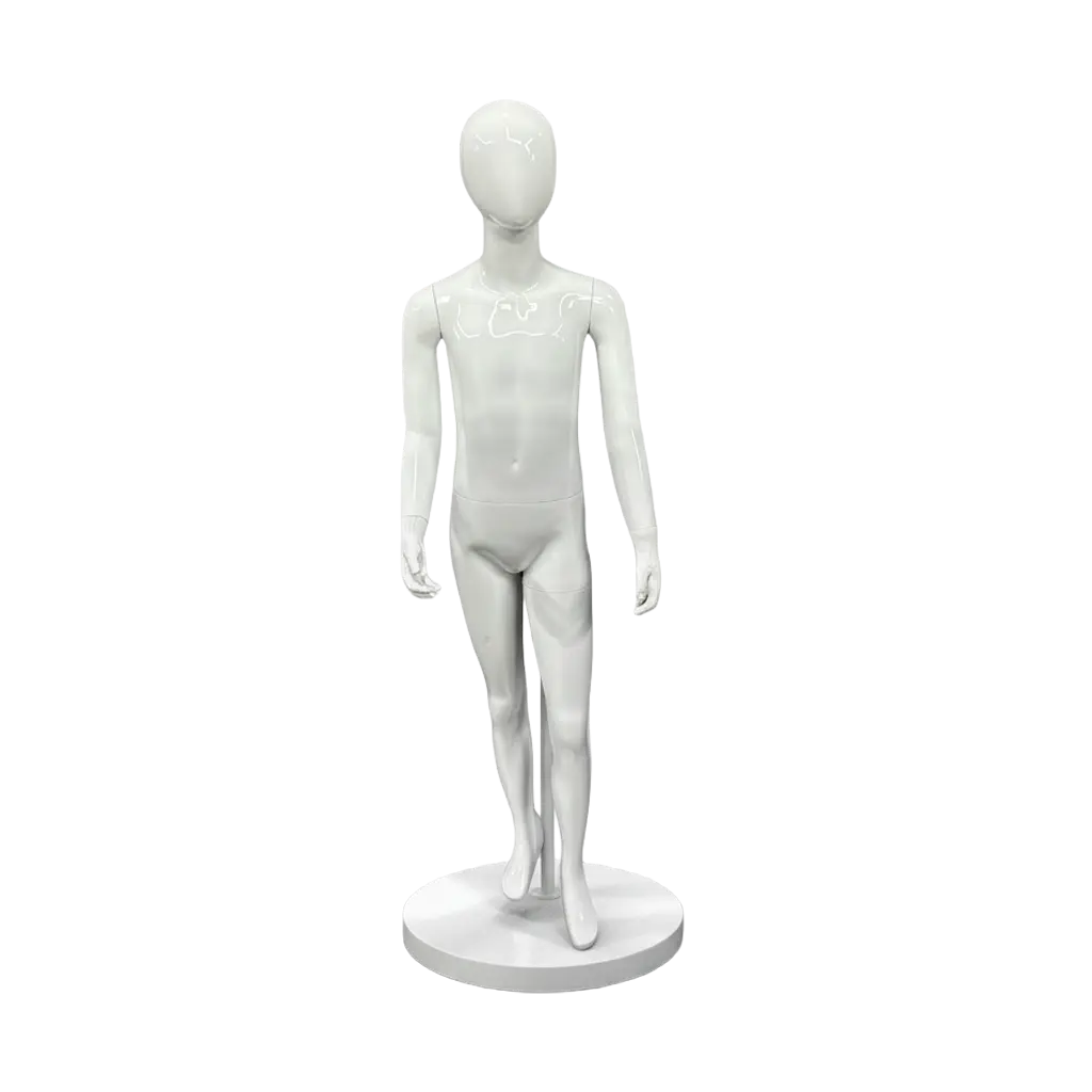 Boy Glossy White Walking Pose Mannequin