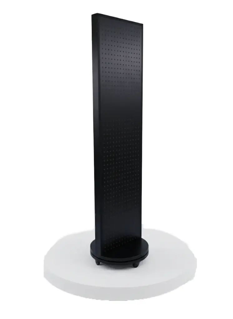 Pegboard two-sided rotating tower