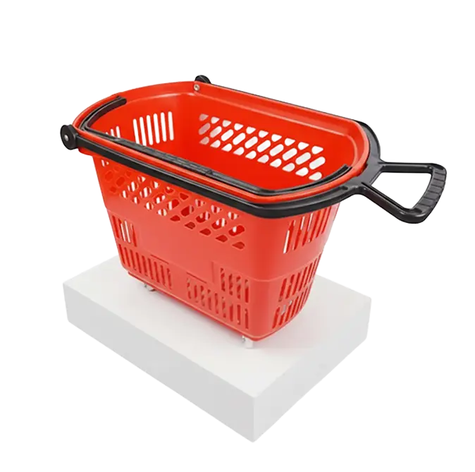 Red basket with wheels