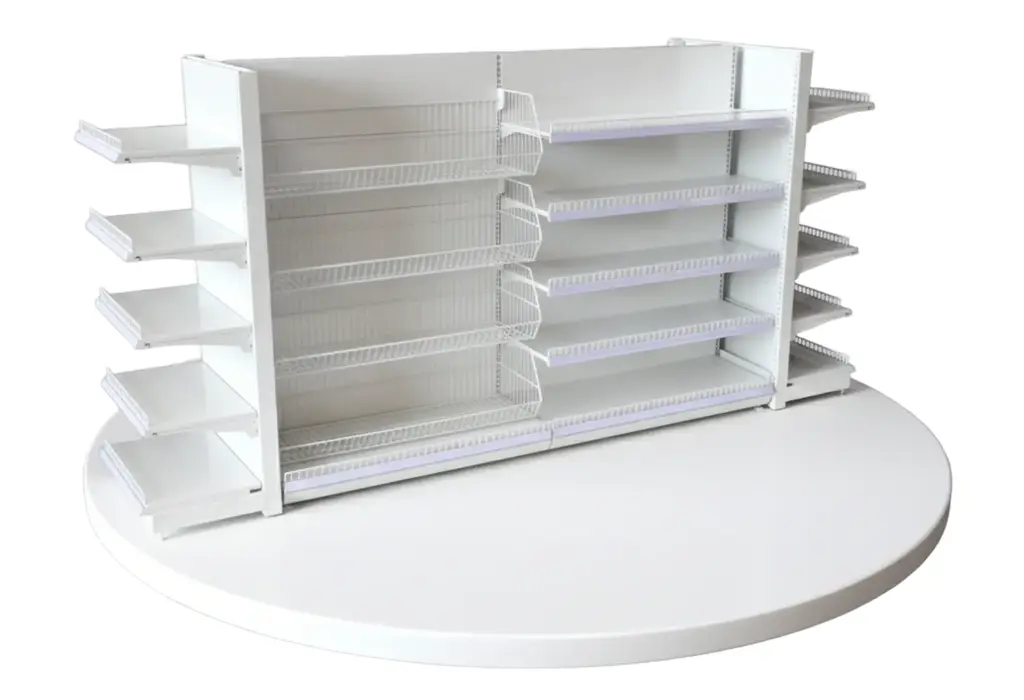 Heavy-Duty Double-Sided Retail Gondola with Endcaps