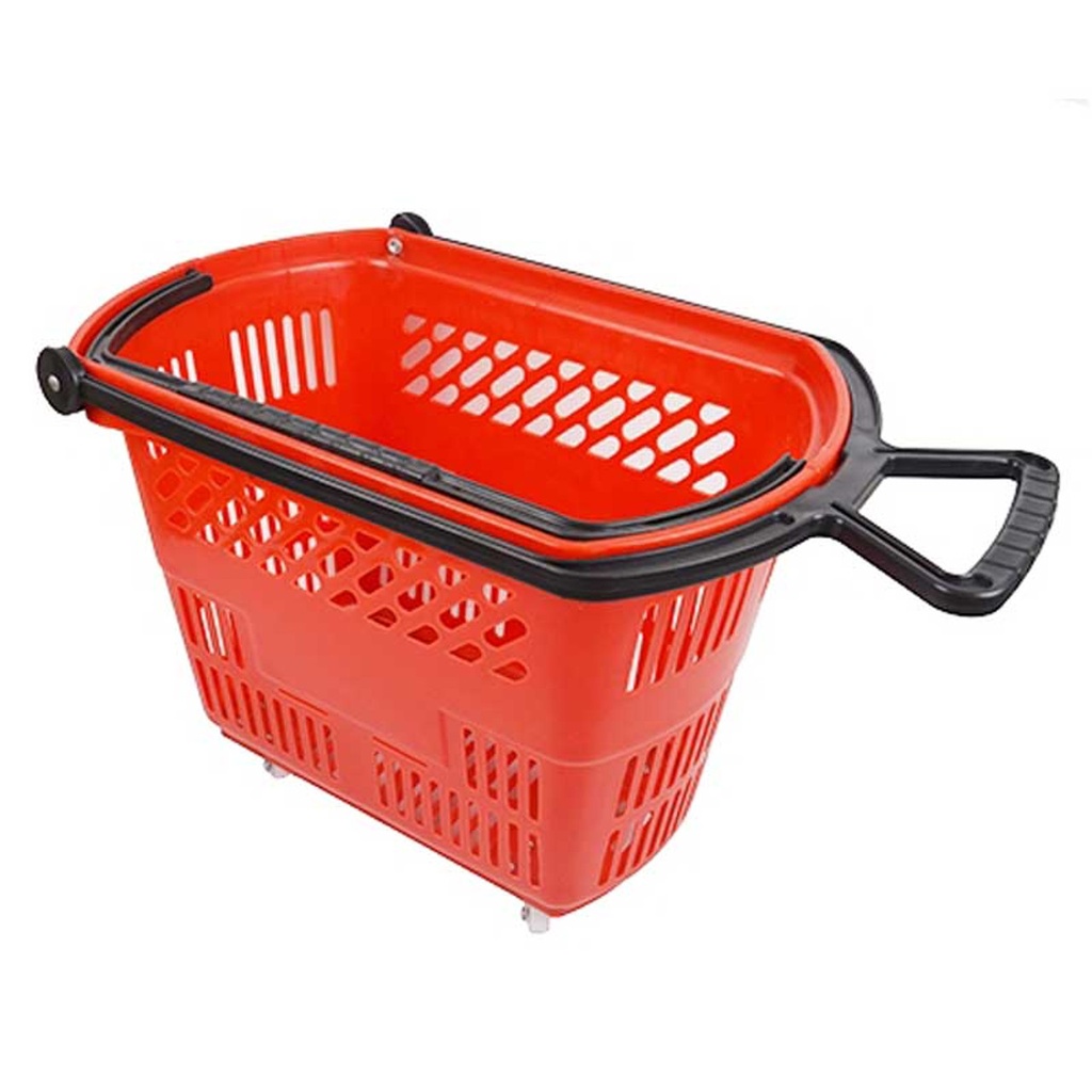 Red basket with wheels