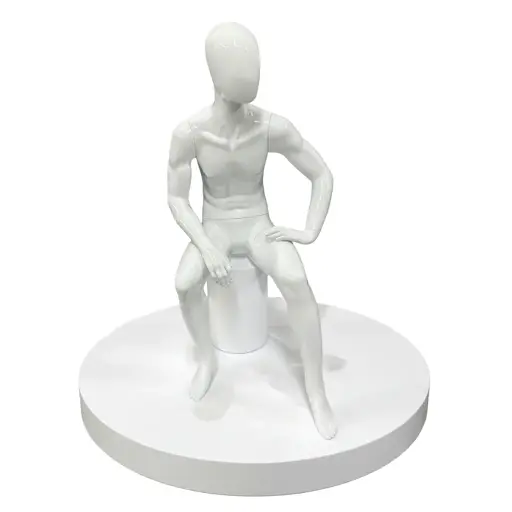 Men Glossy White Sitting Pose Mannequin