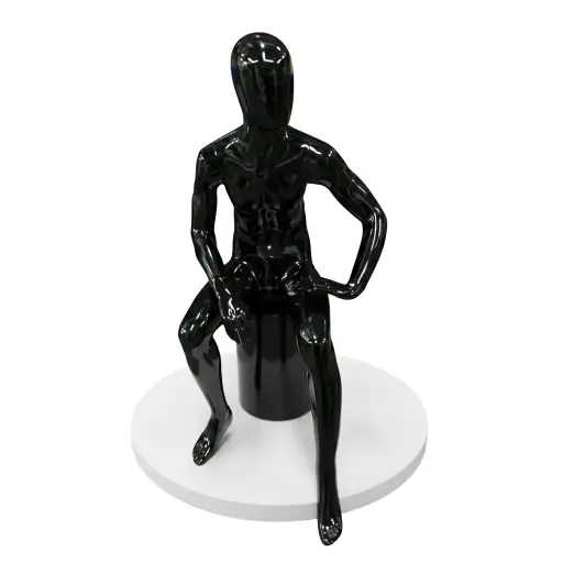 Men Glossy Black Sitting Pose Mannequin