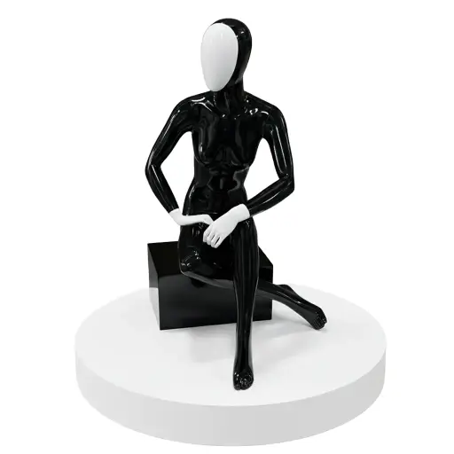 Women Glossy Black/White Sitting Pose Mannequin