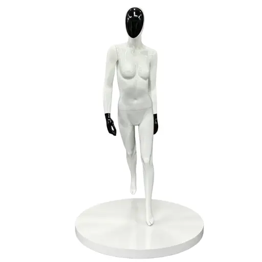Women Glossy White/Black Walking Pose Mannequin