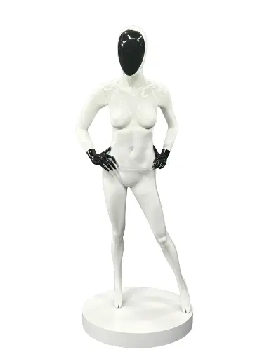 Women Glossy White/Black Modelling Pose Mannequin