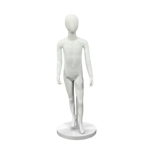 Boy Glossy White Walking Pose Mannequin