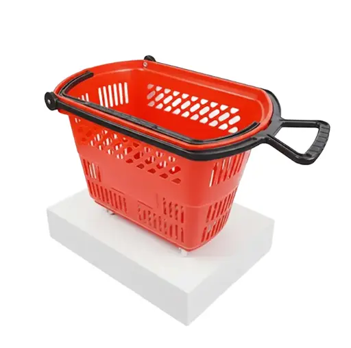 [RED-BSK-WTH-WHL] Red basket with wheels